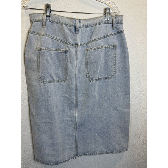 Happily Grey Modest Denim Midi Skirt Button Front Size 13/ 30 - Picture 6 of 8